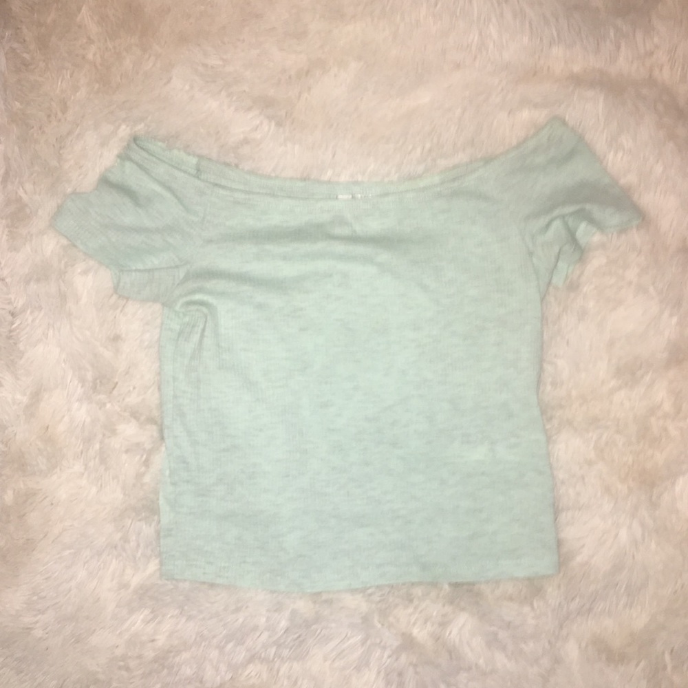 H&M Light Blue Off the Shoulder Crop Top